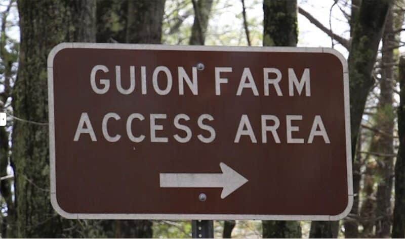 Guion Farm Access Area Sign